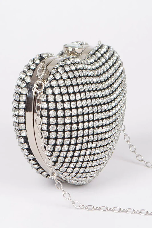 Rhinestone Heart Shape Box Clutch - Image 4