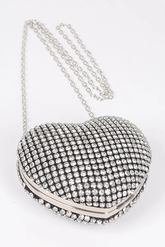 Rhinestone Heart Shape Box Clutch - Image 6