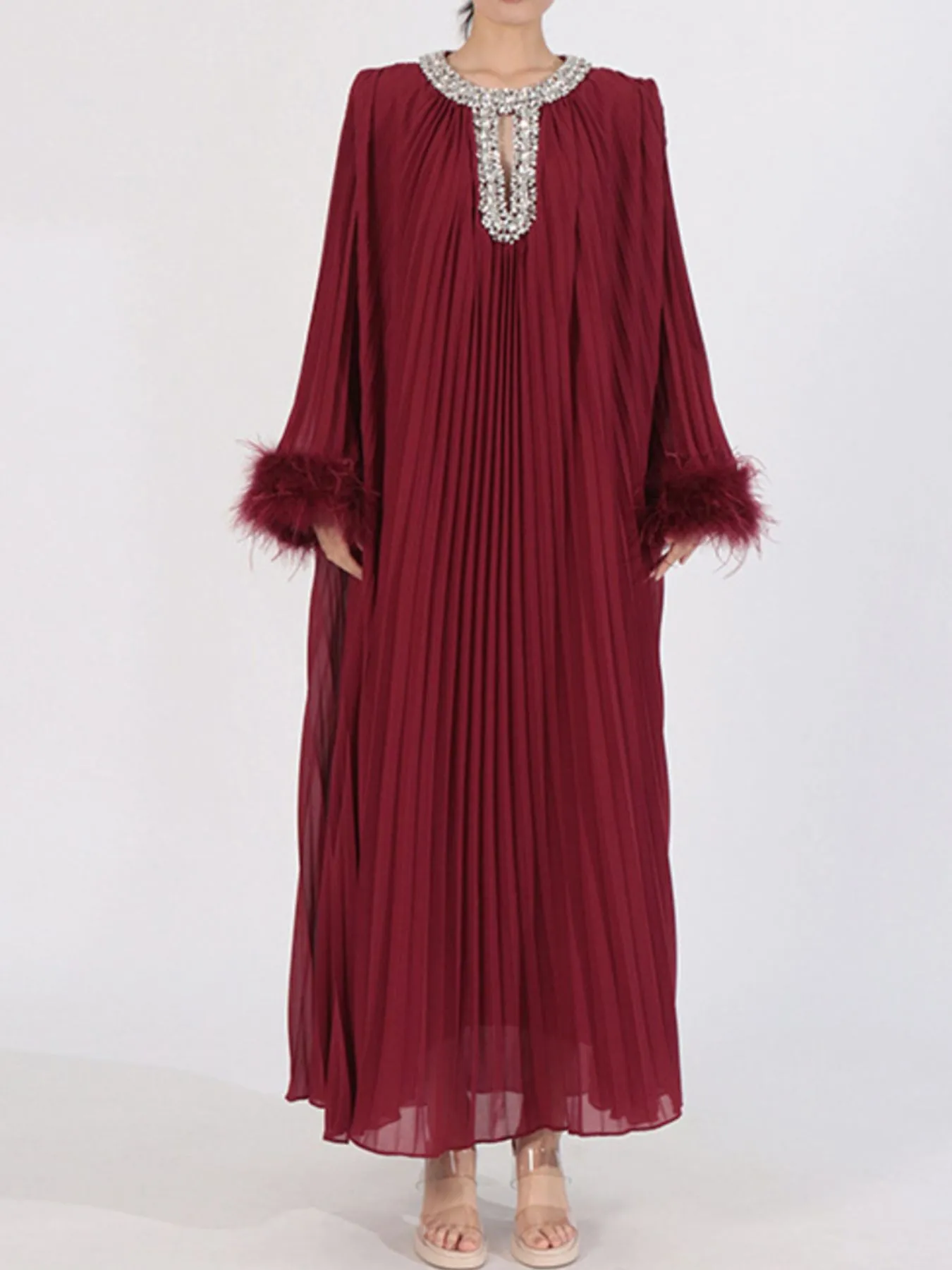 Rhinestone Long Sleeve Maxi Dress - Image 10