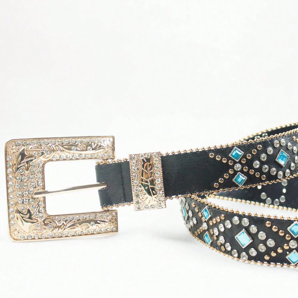 Rhinestone PU Leather Belt - Image 5