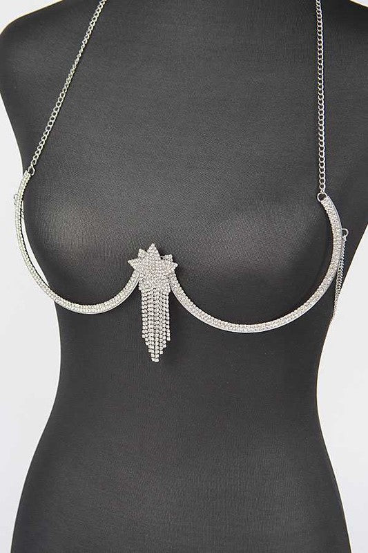 Rhinestone Star Fringe Drop Bra Chain - Image 3
