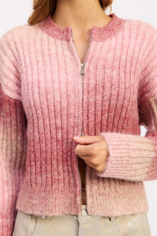 RIBBED CARDIGAN WITH DOUBLE ZIPPER - Image 2