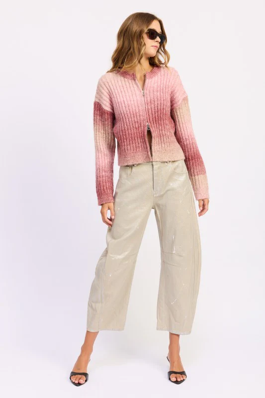 RIBBED CARDIGAN WITH DOUBLE ZIPPER - Image 5
