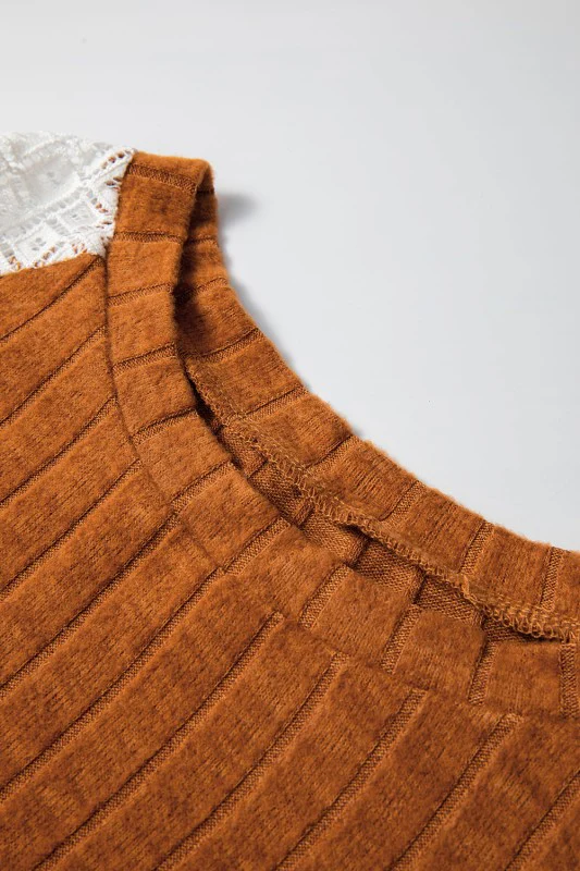 ribbed lace patch floral sweatshirt - Image 22