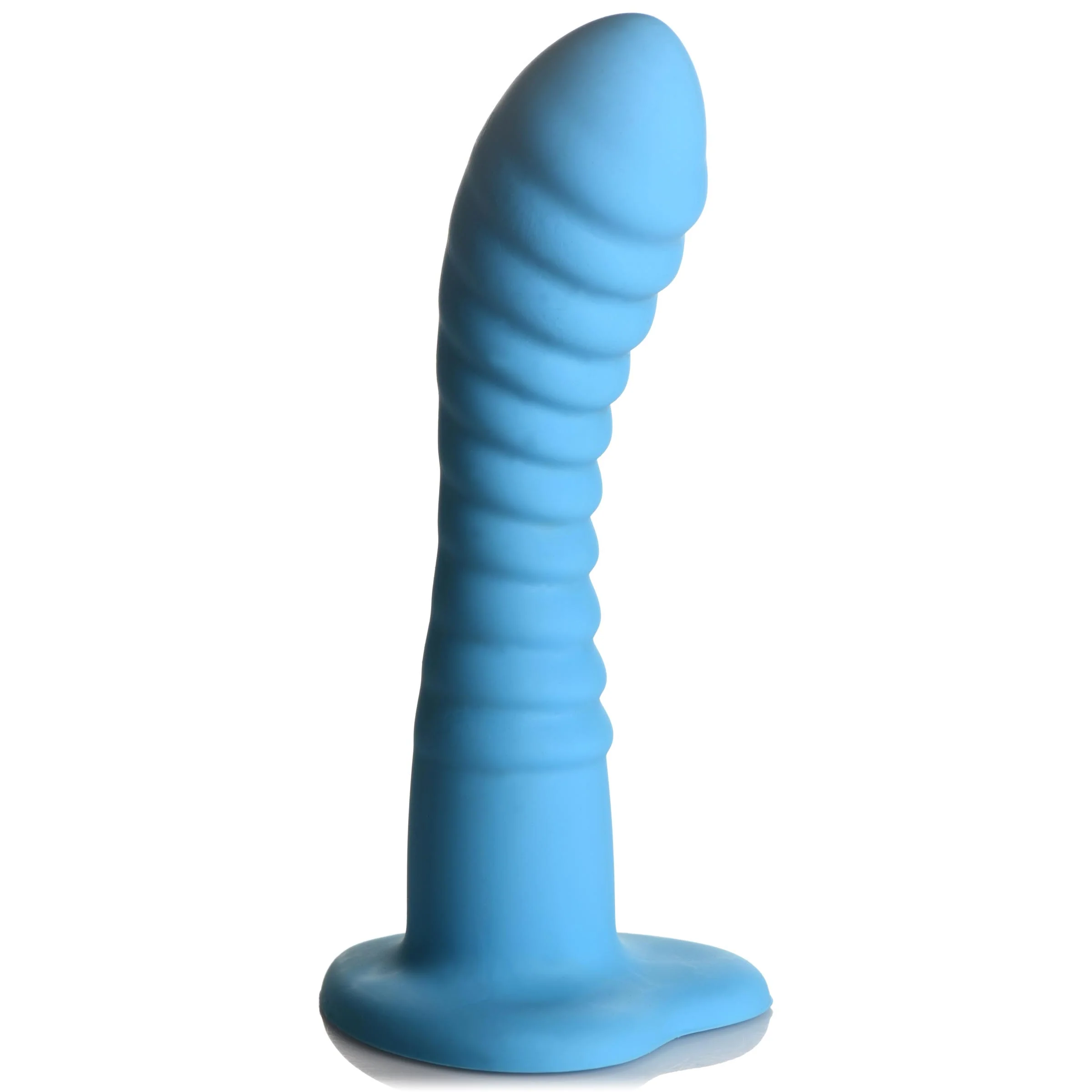 Ribbed Silicone Blue Dildo - Image 4