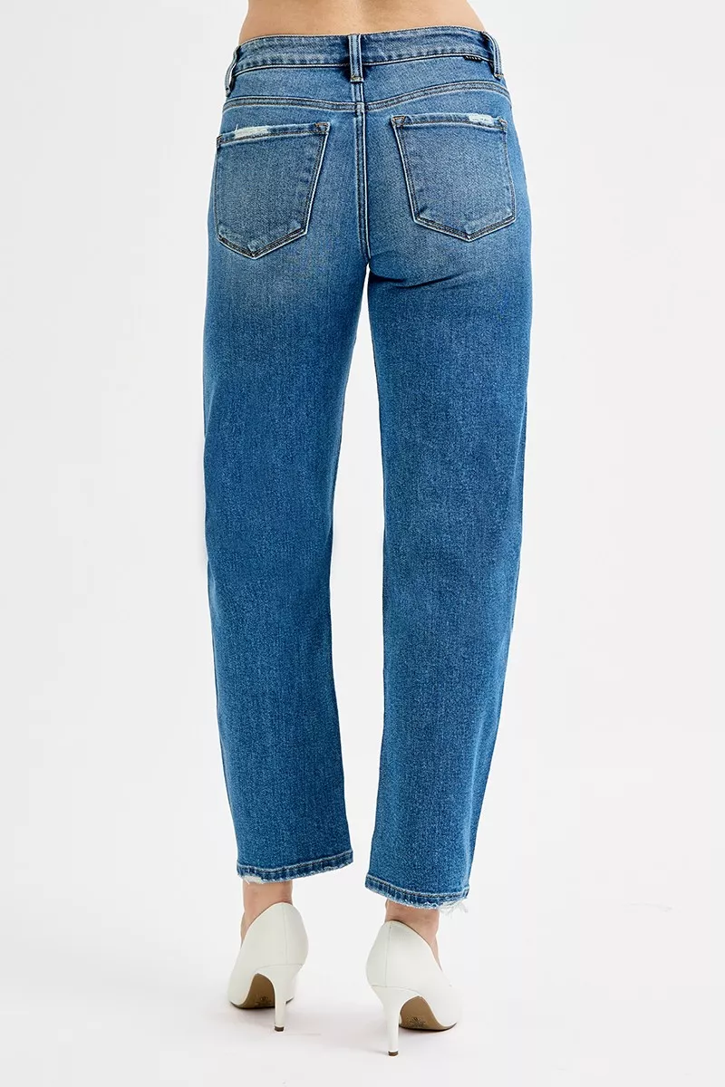 RISEN Tummy Control High Rise Ankle Slim Barrel Jeans - Image 5