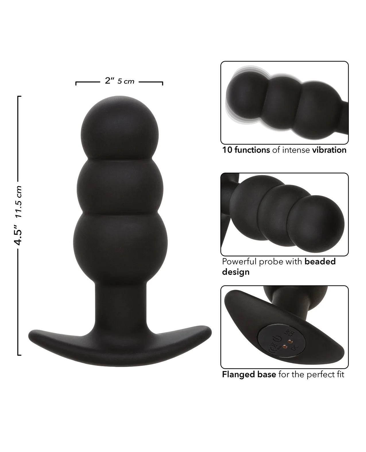 Rock Bottom Tap Beaded Anal Probe - Black - Image 5