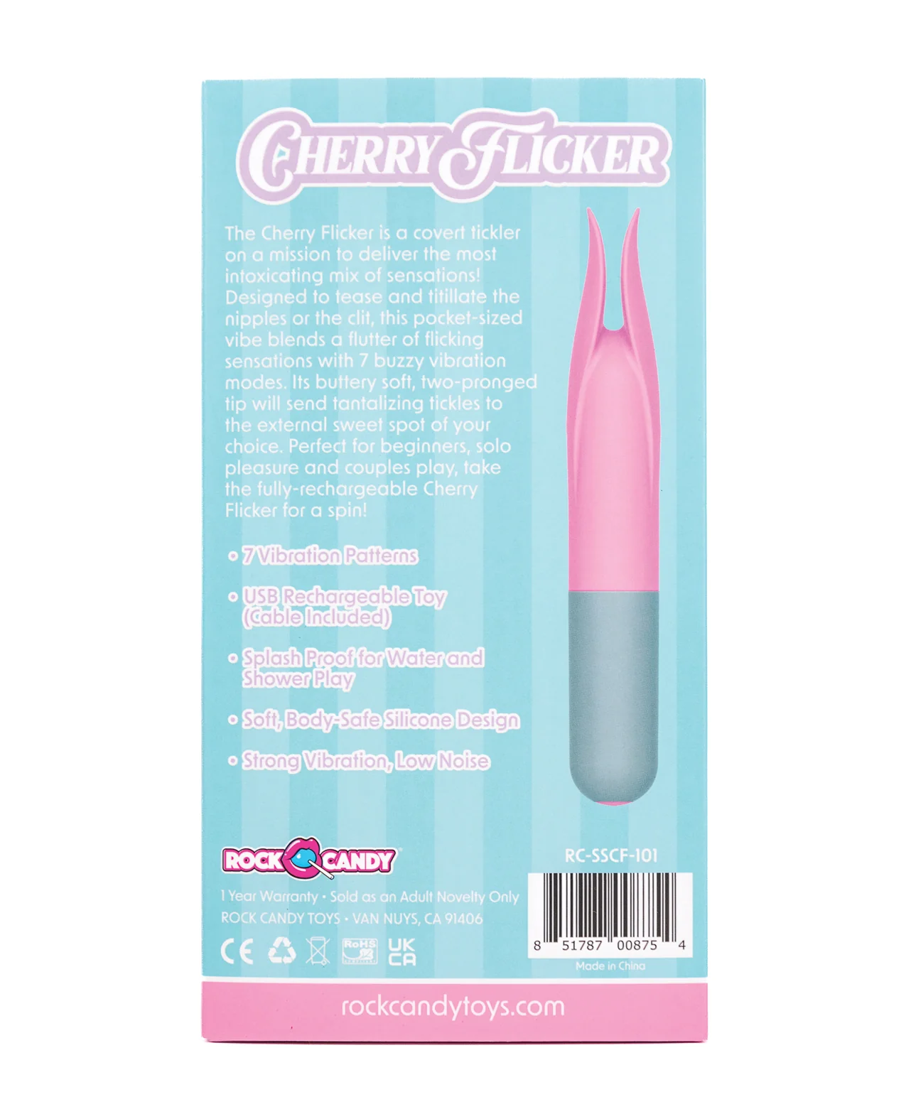 Rock Candy Cherry Flicker Clit Tickler - Pink/Grey - Image 5
