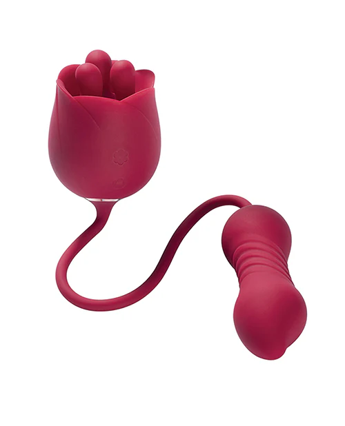 Rosa Rotating Rose Toy & Thrusting Vibrator - Red - Image 3