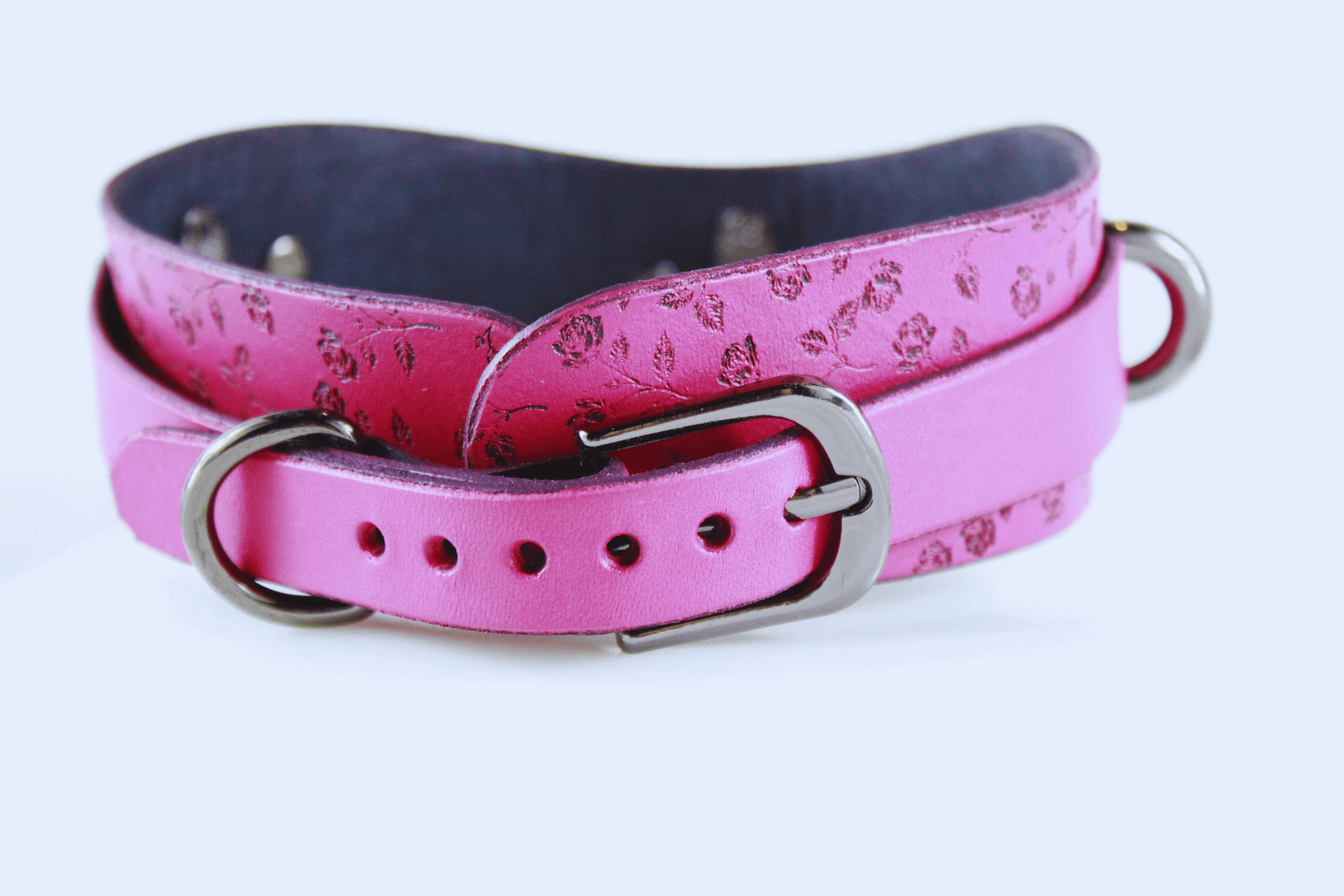 Rose Leather Submissive Collar – Discreet Day Collar for Sub Jewelry - Image 3