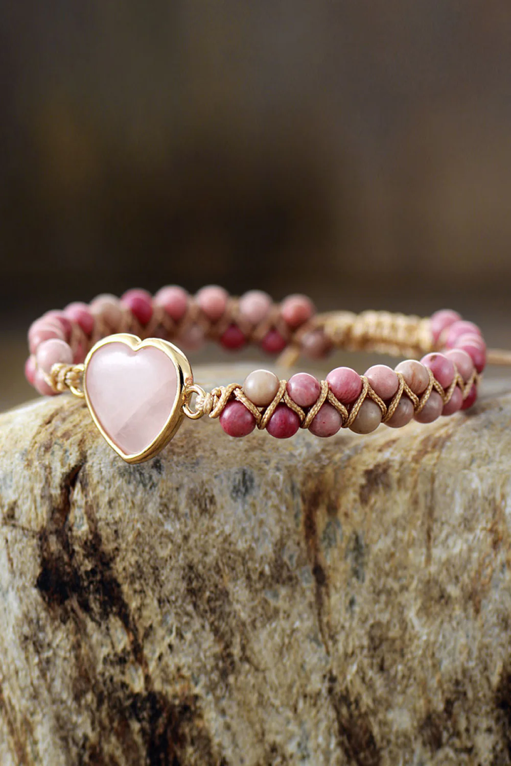 Rose Quartz Heart Beaded Bracelet - Image 3