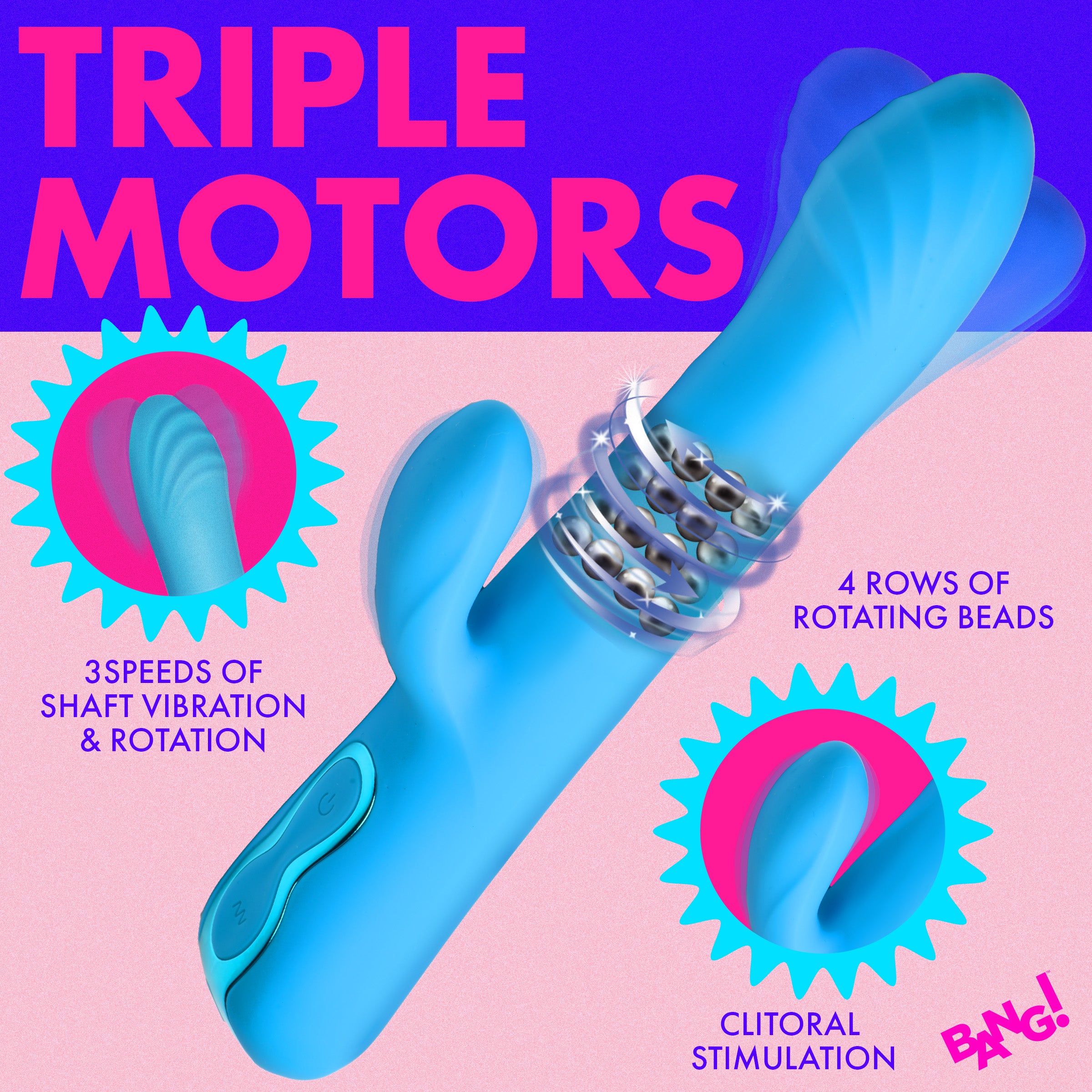 Rotating Beaded Silicone Rabbit Vibrator - Image 2
