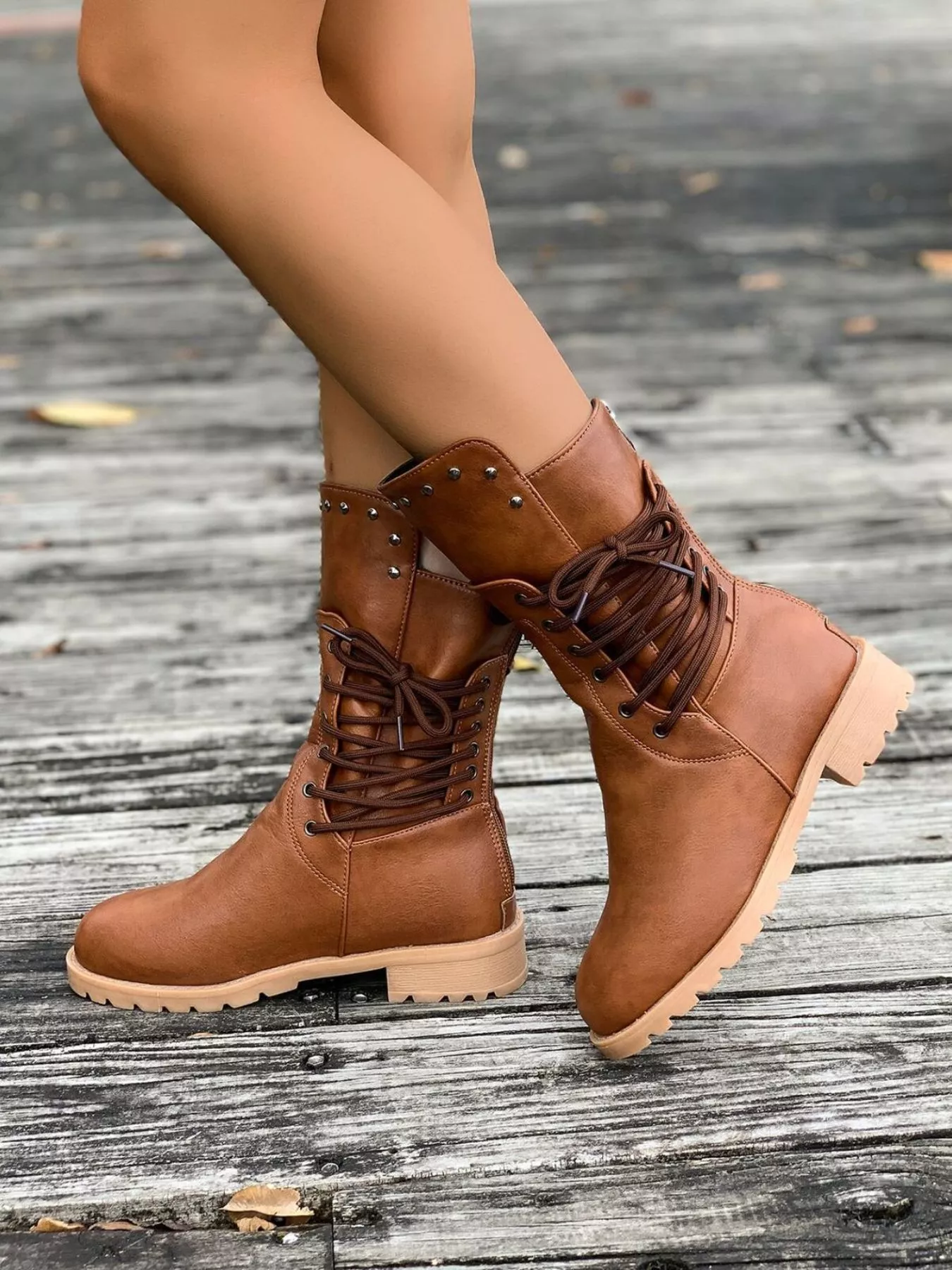 Round Toe Block Heels Boots - Image 3