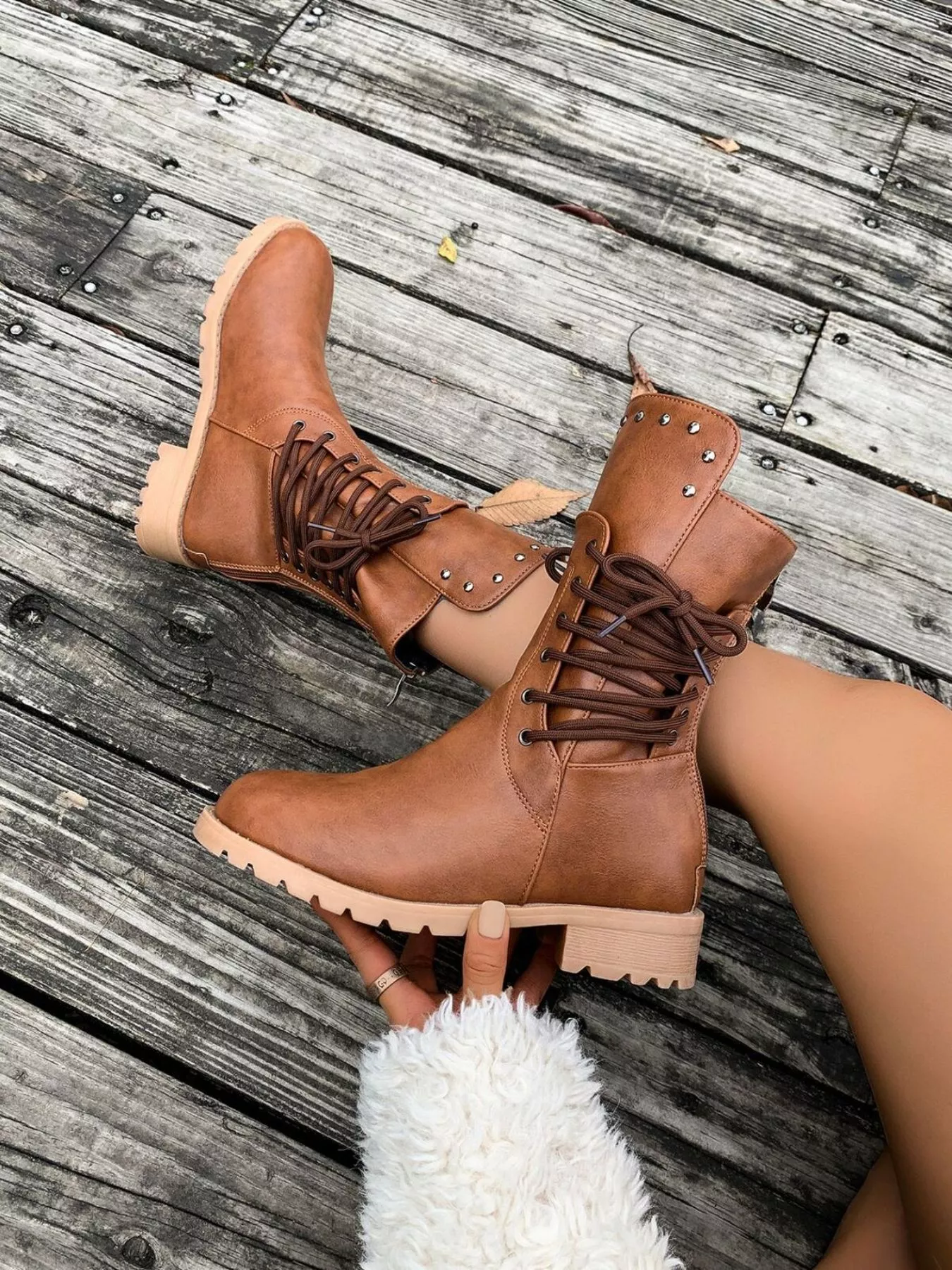 Round Toe Block Heels Boots - Image 4