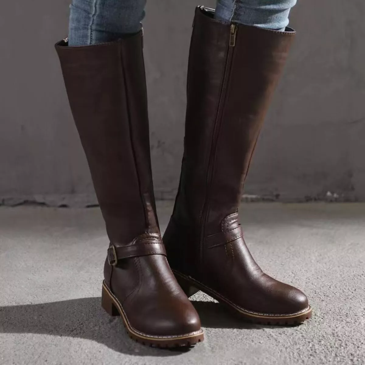 Round Toe Block Heels Boots - Image 6