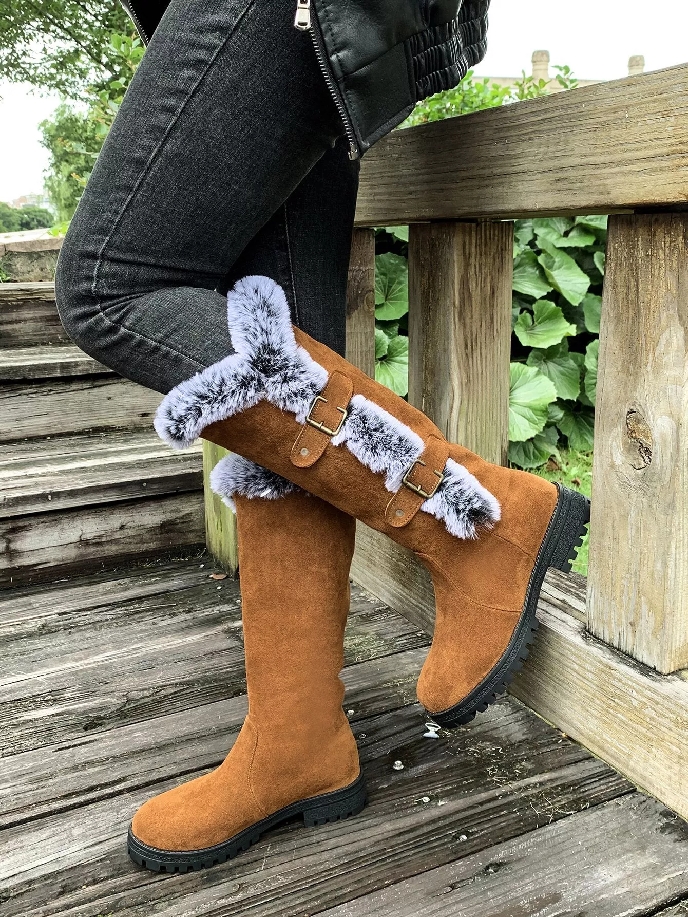 Round Toe Block Heels Boots - Image 10