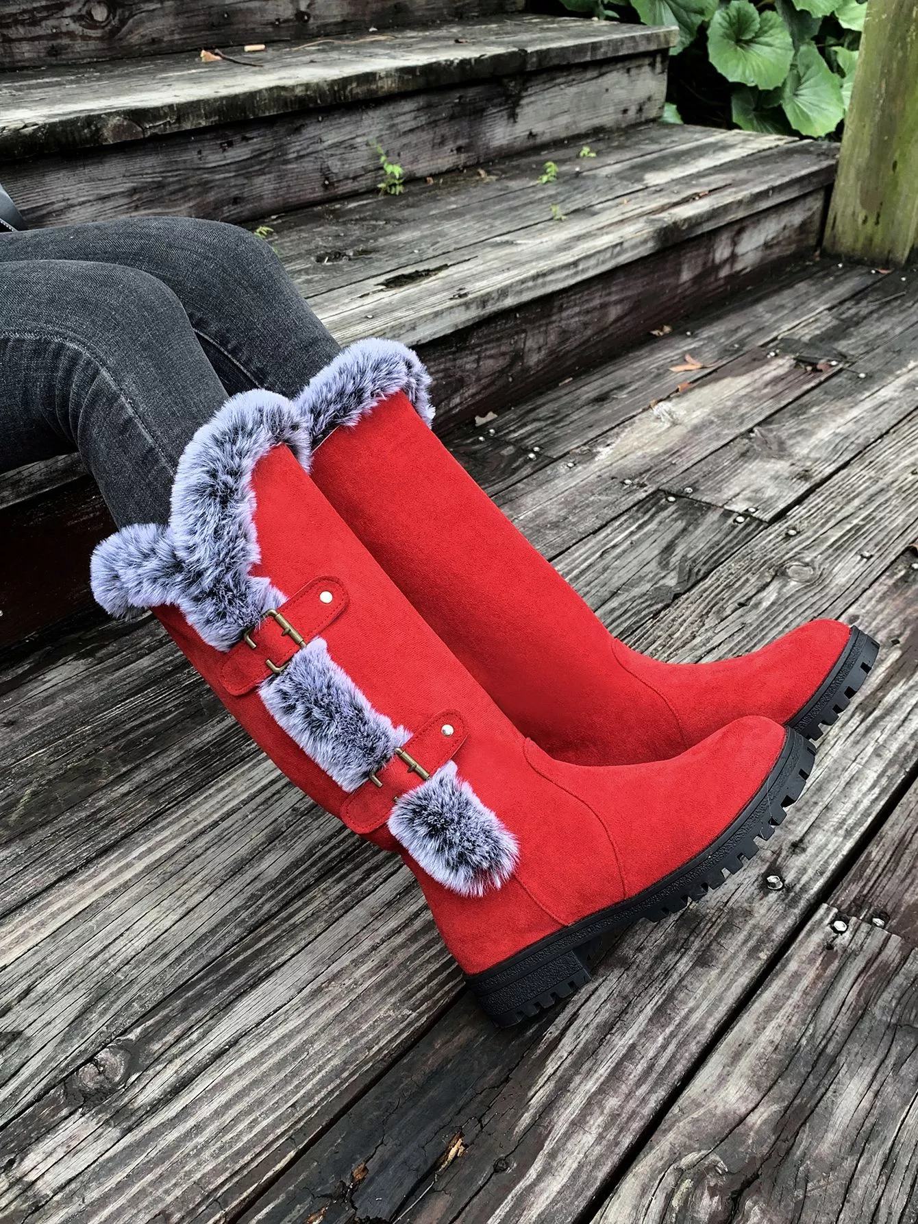 Round Toe Block Heels Boots - Image 5