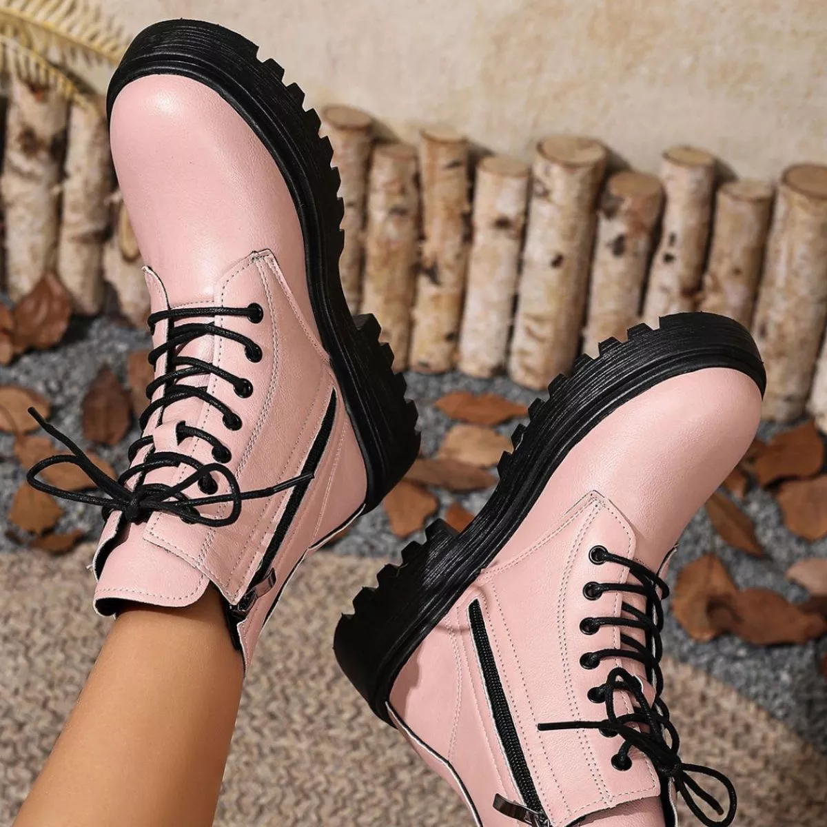 Round Toe Block Heels Boots - Image 10