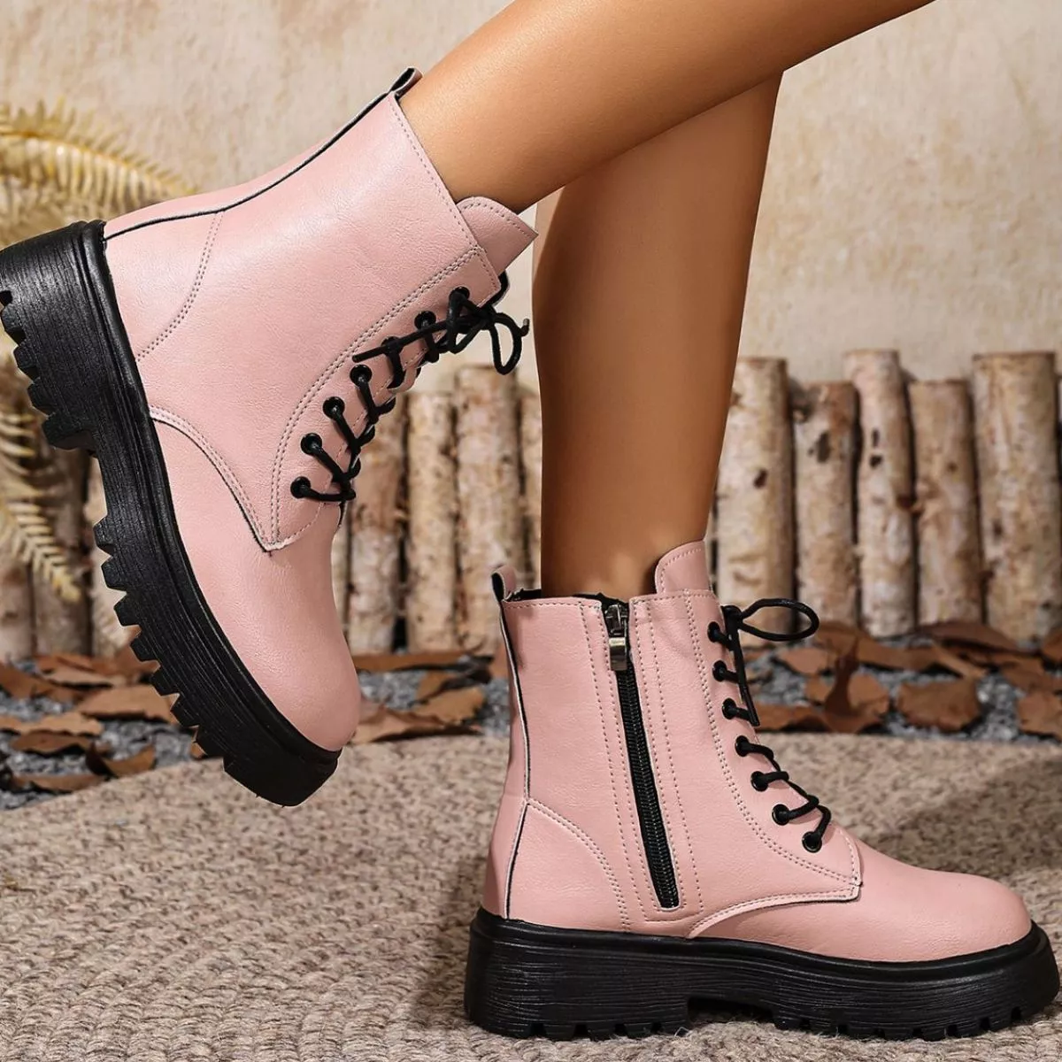 Round Toe Block Heels Boots - Image 11