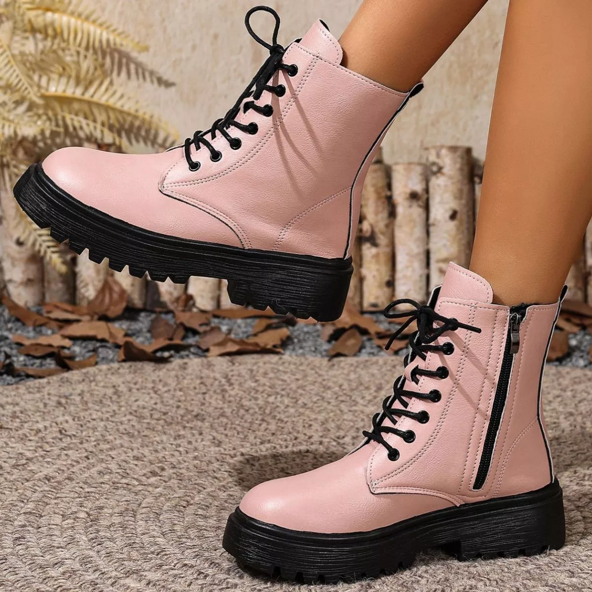 Round Toe Block Heels Boots - Image 13
