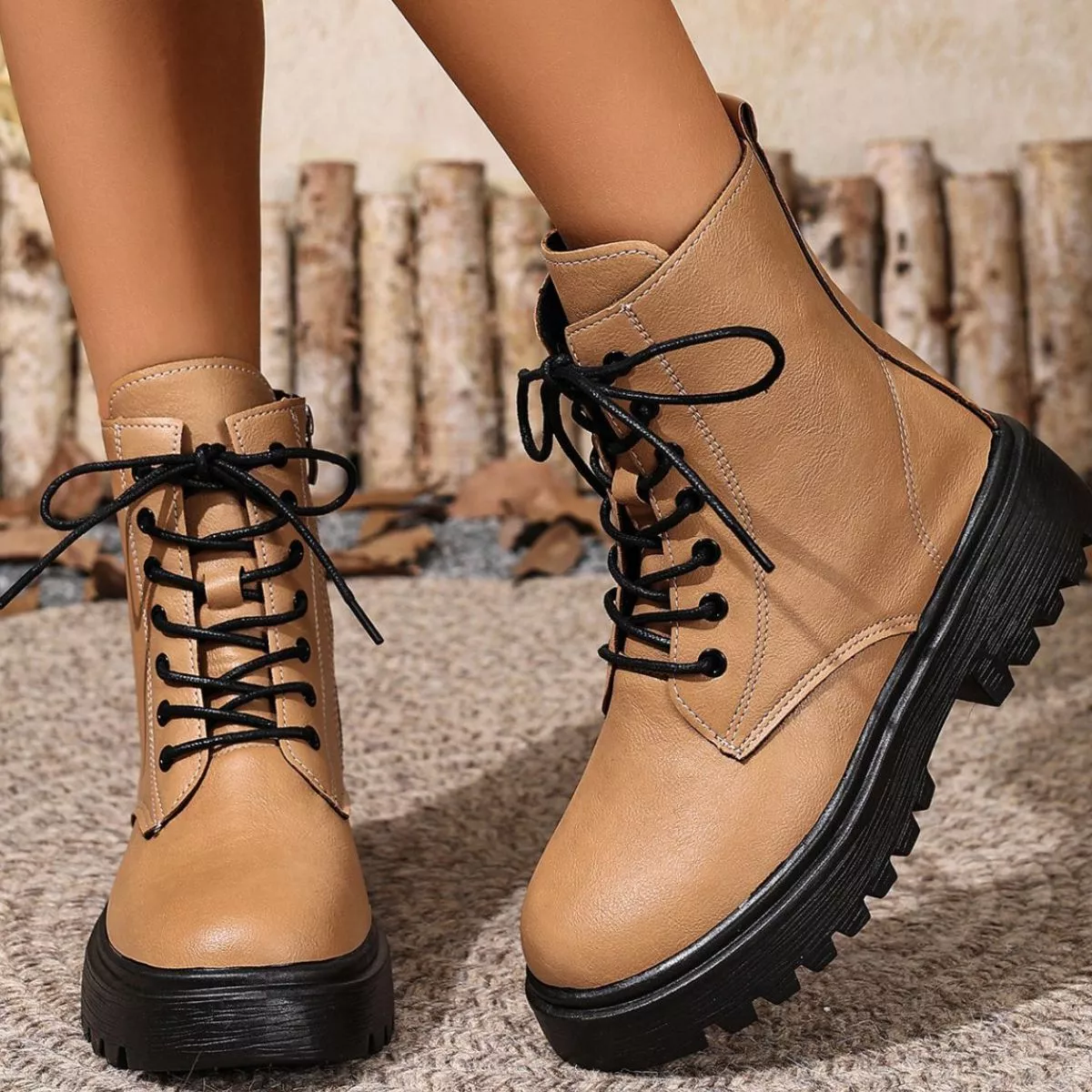Round Toe Block Heels Boots - Image 14