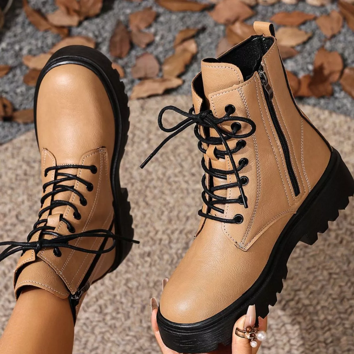 Round Toe Block Heels Boots - Image 15