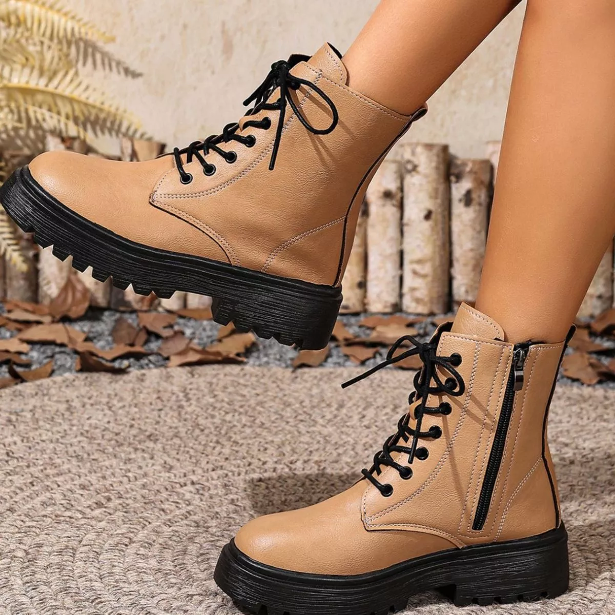 Round Toe Block Heels Boots - Image 18
