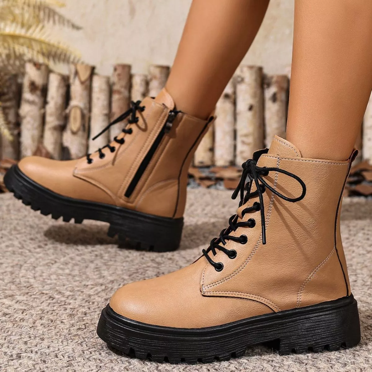 Round Toe Block Heels Boots - Image 19