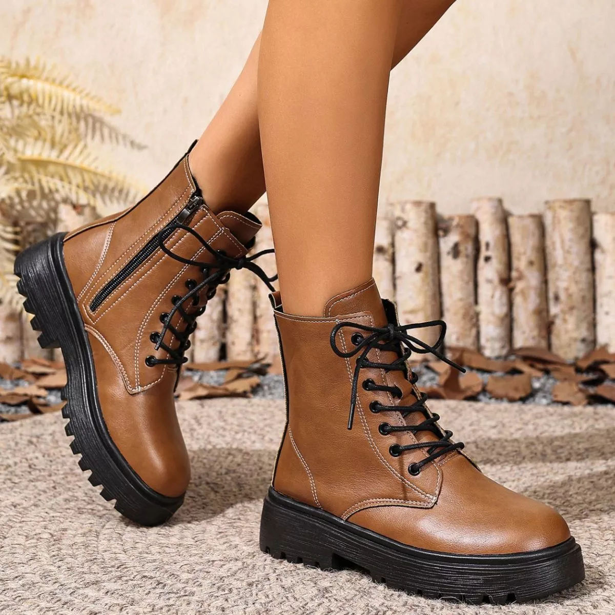 Round Toe Block Heels Boots - Image 4