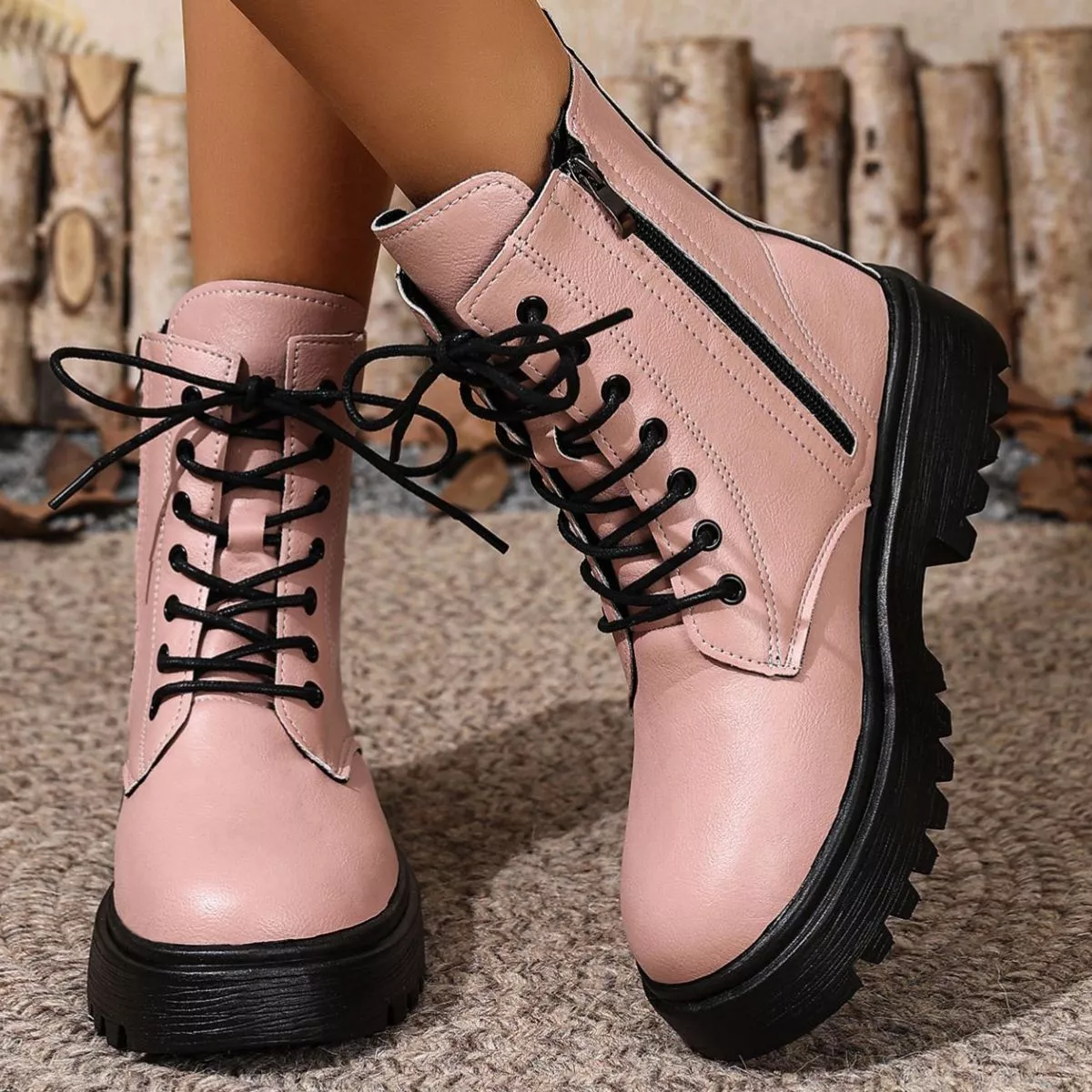 Round Toe Block Heels Boots - Image 8