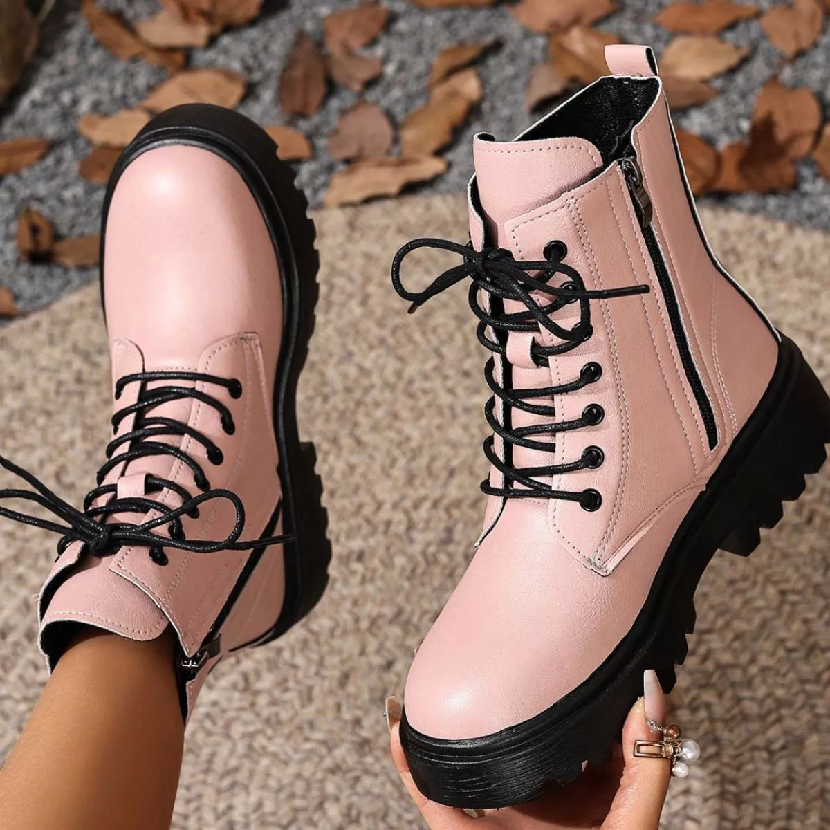 Round Toe Block Heels Boots - Image 9