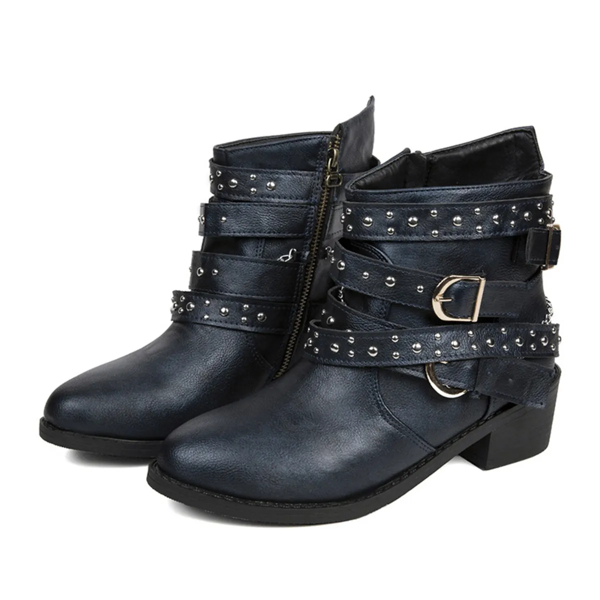 Round Toe Block Heels Boots - Image 3