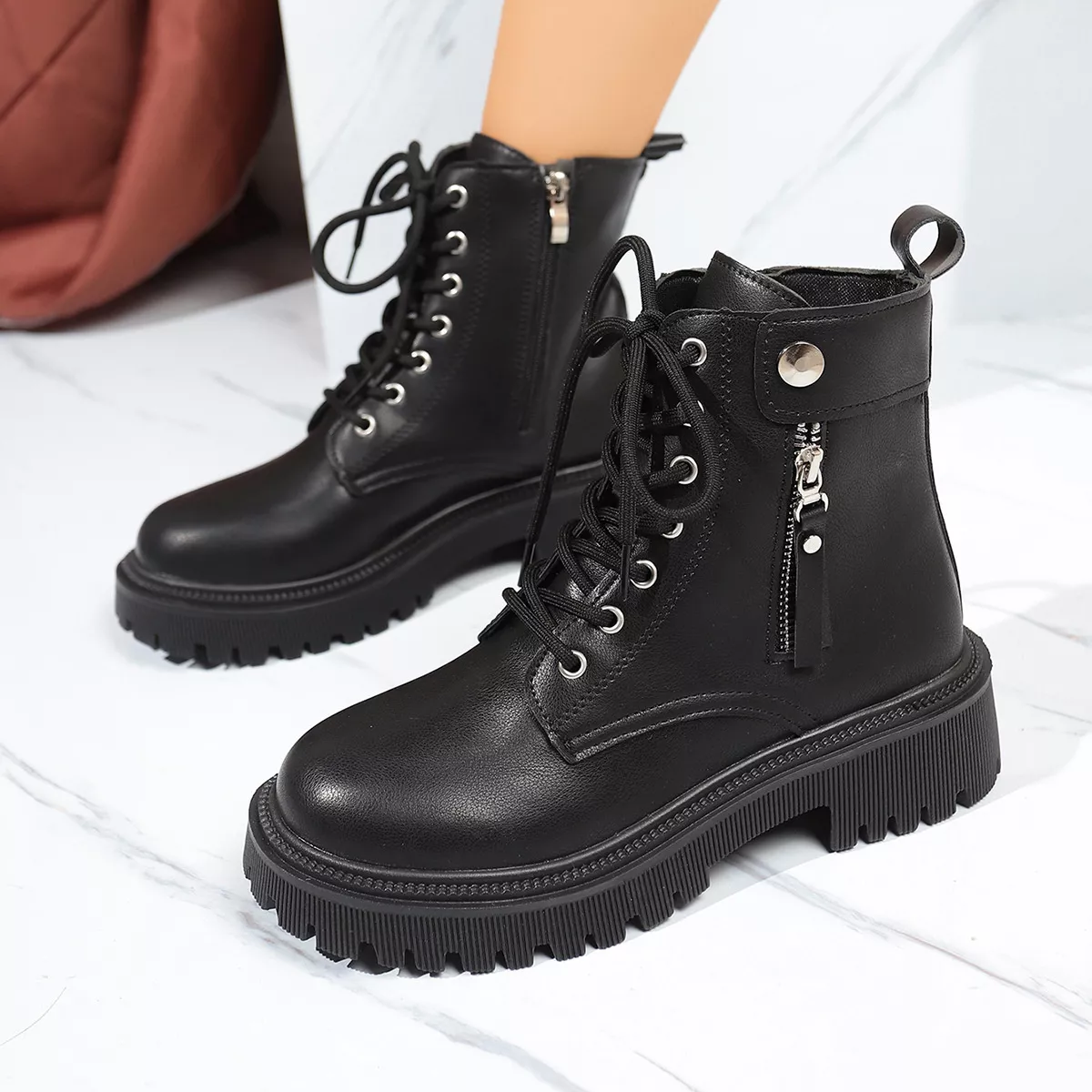 Round Toe Block Heels Boots - Image 2