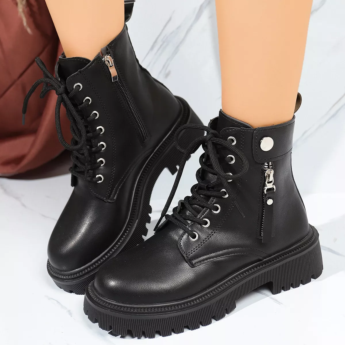 Round Toe Block Heels Boots - Image 3