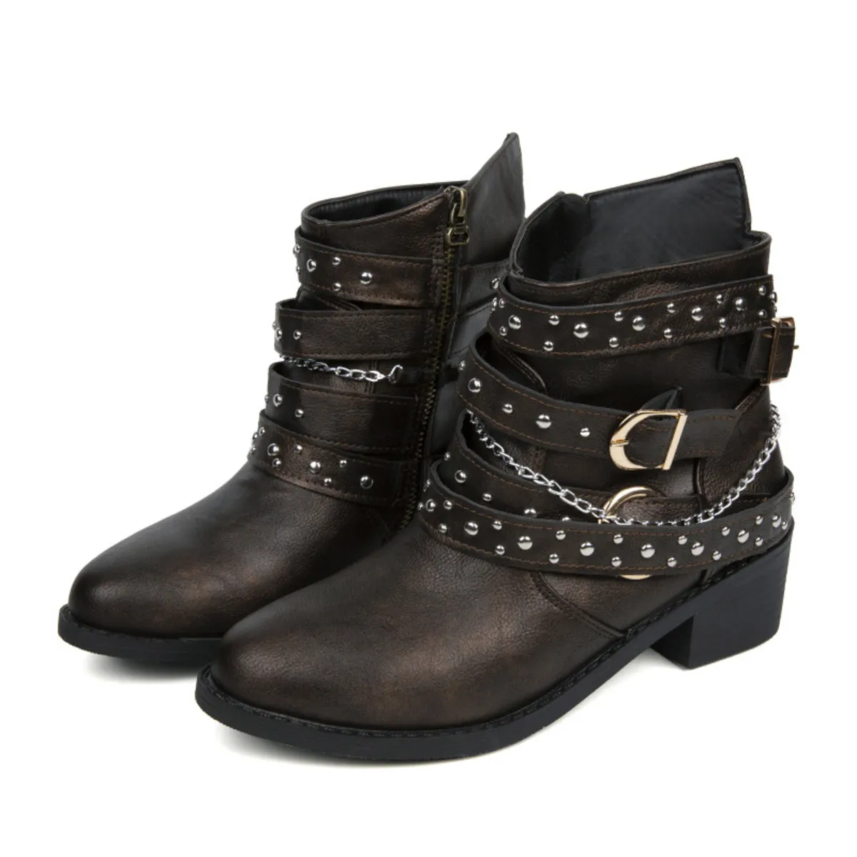Round Toe Block Heels Boots - Image 5