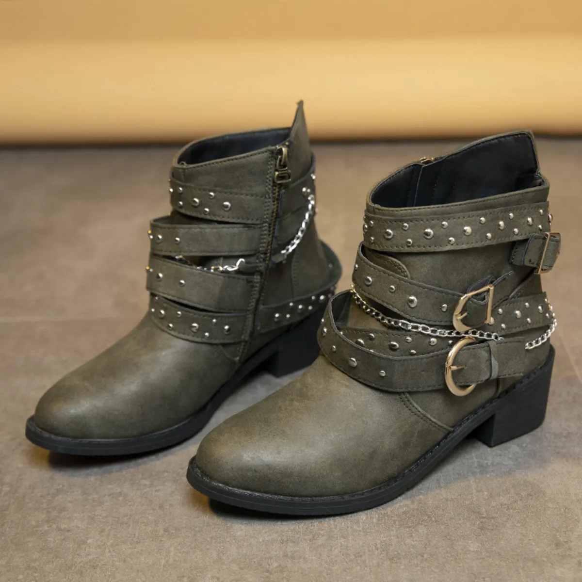 Round Toe Block Heels Boots - Image 6