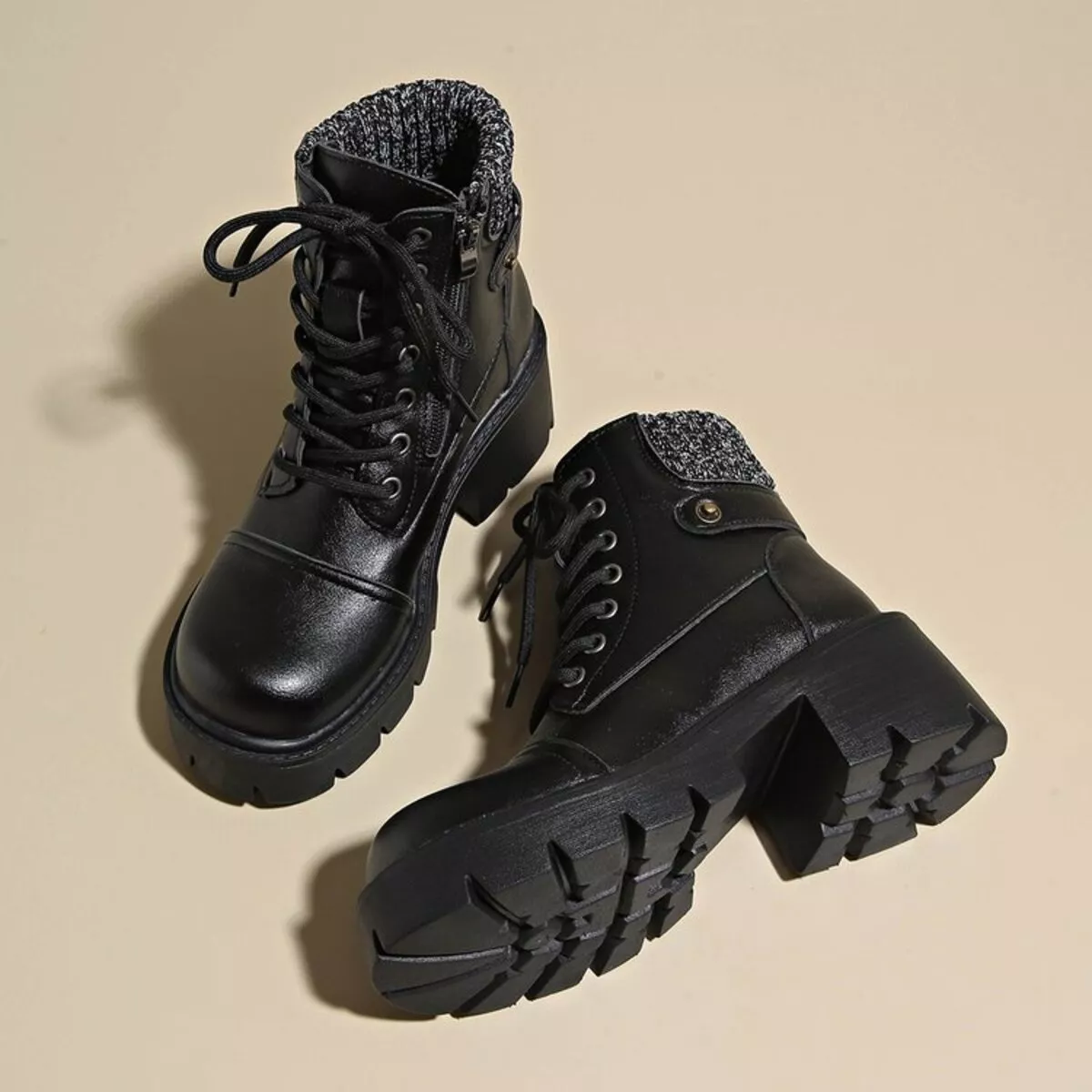 Round Toe Block Heels Boots - Image 2