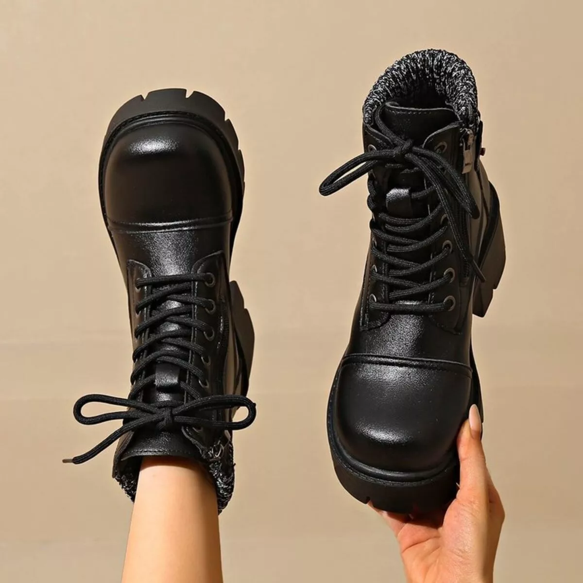 Round Toe Block Heels Boots - Image 5