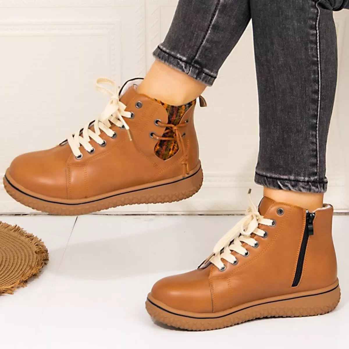 Round Toe Platform Ankle Boots - Image 8