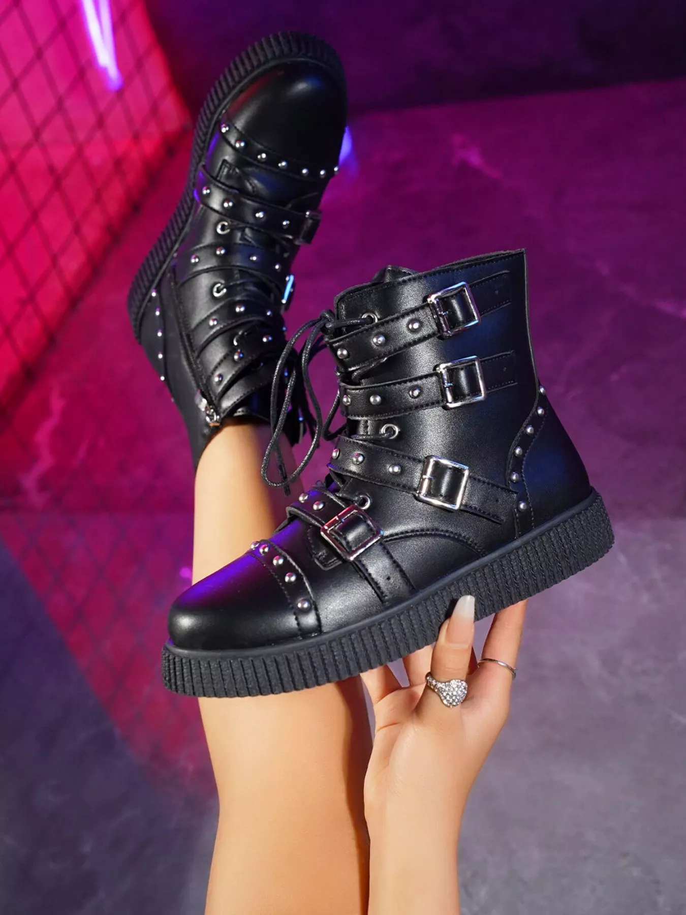 Round Toe Platform Boots - Image 3