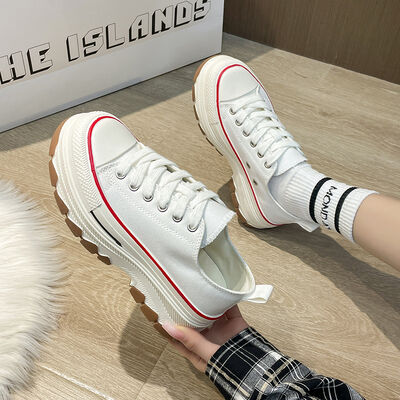 Round Toe Platform Canvas Sneakers - Image 4