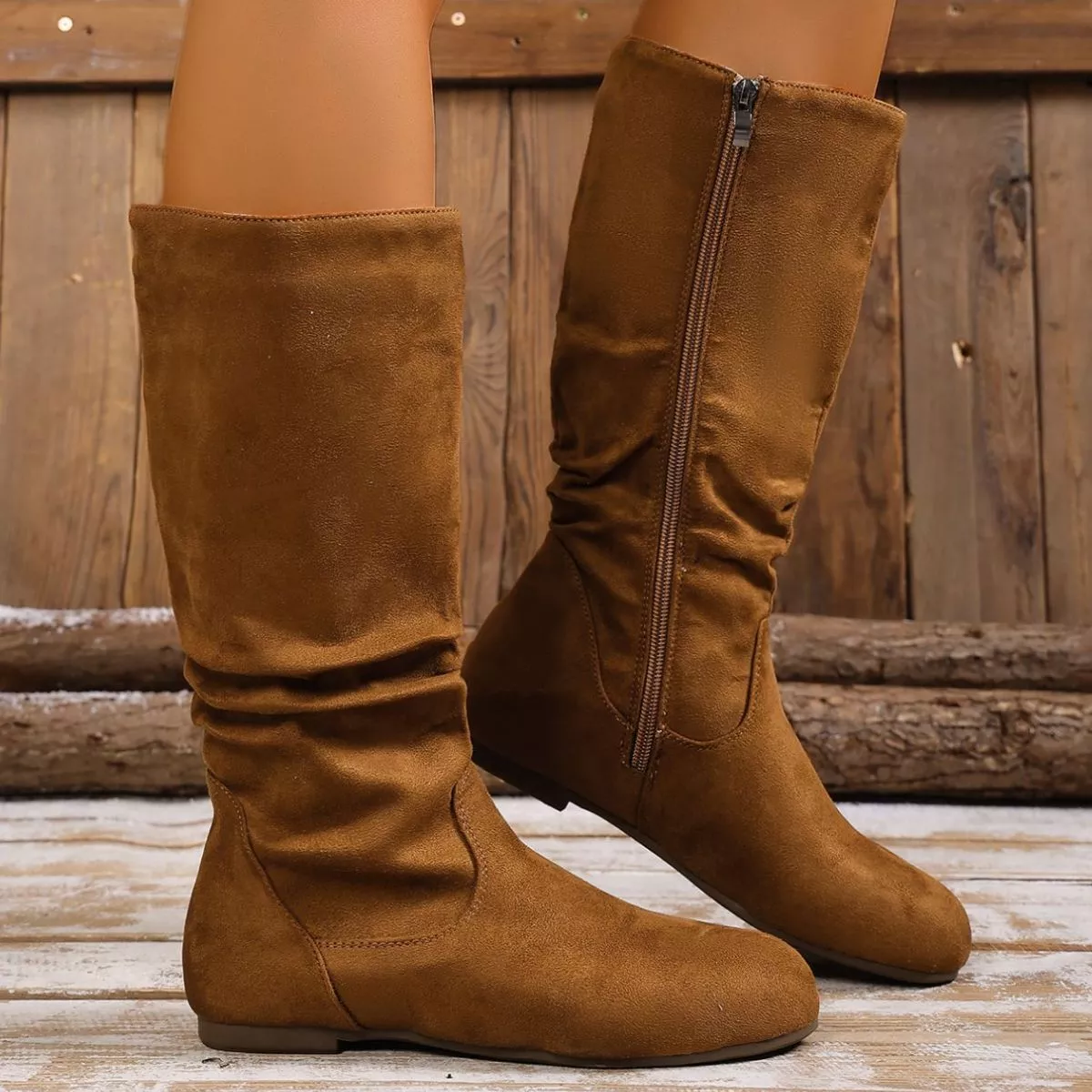 Round Toe Side Zip Boots - Image 15