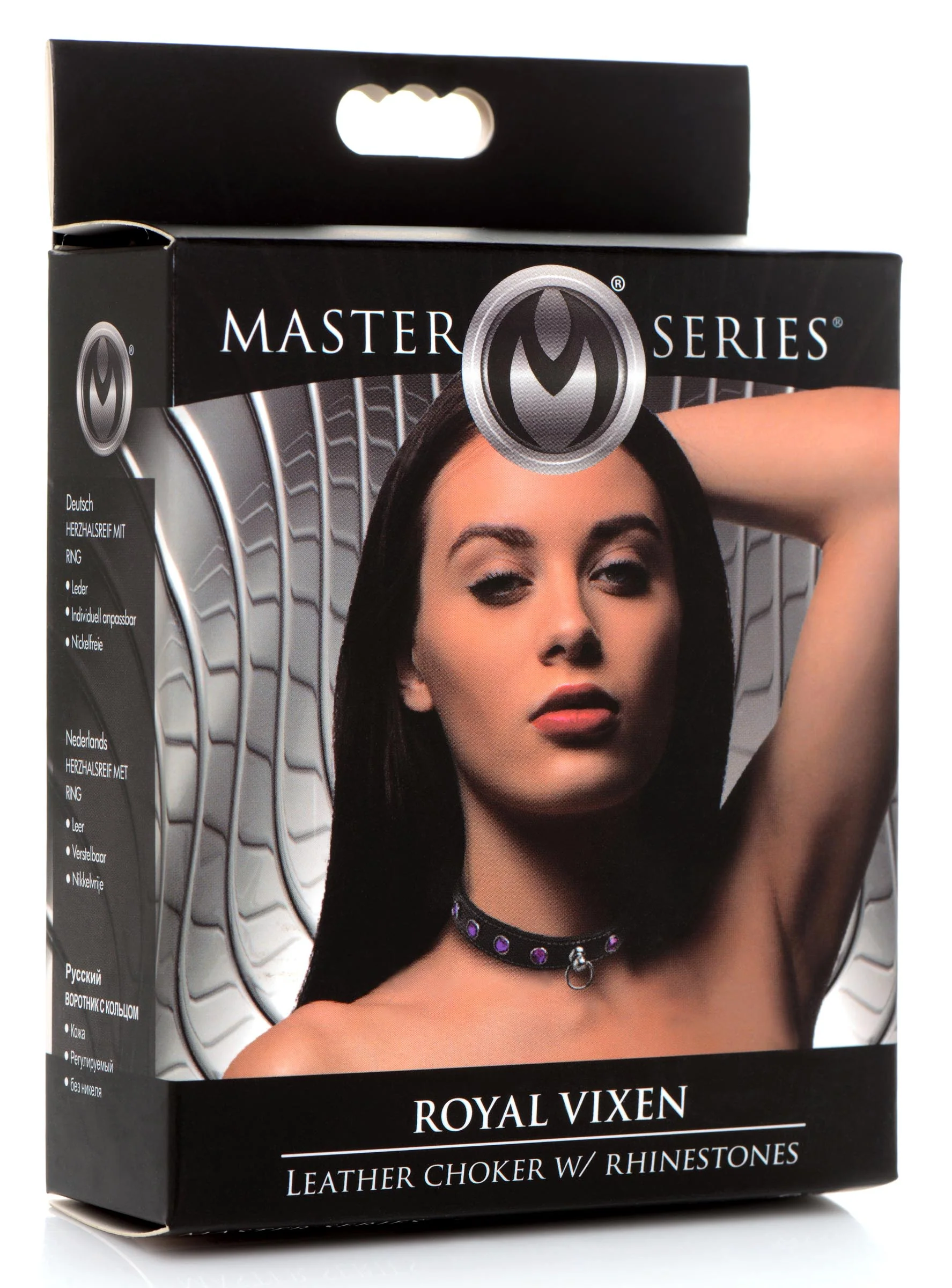 Royal Vixen Leather Choker With Rhinestones - Purple - Image 2