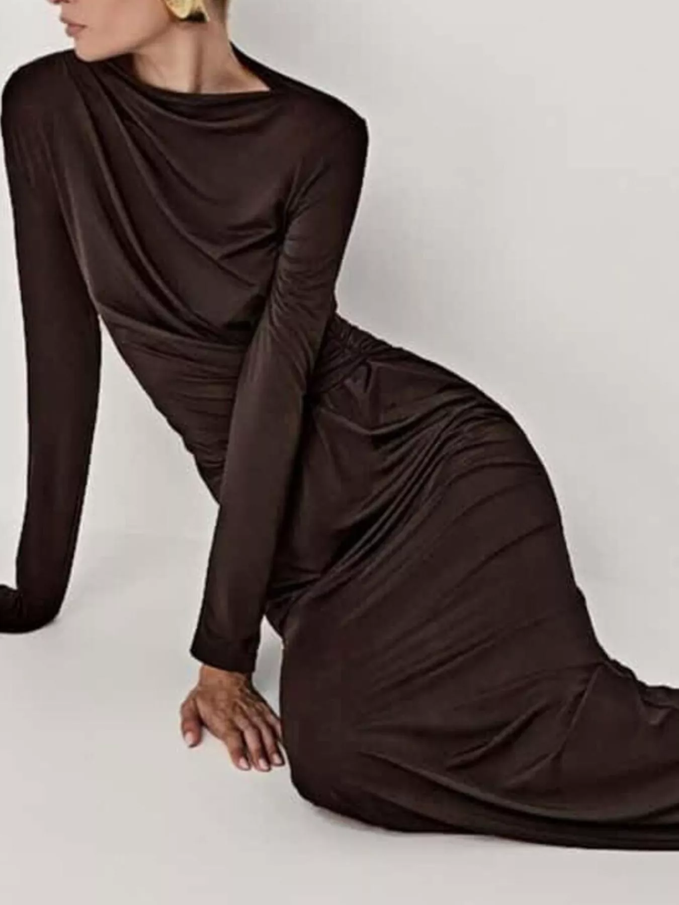 Ruched Long Sleeve Bodycon Maxi Dress - Image 14
