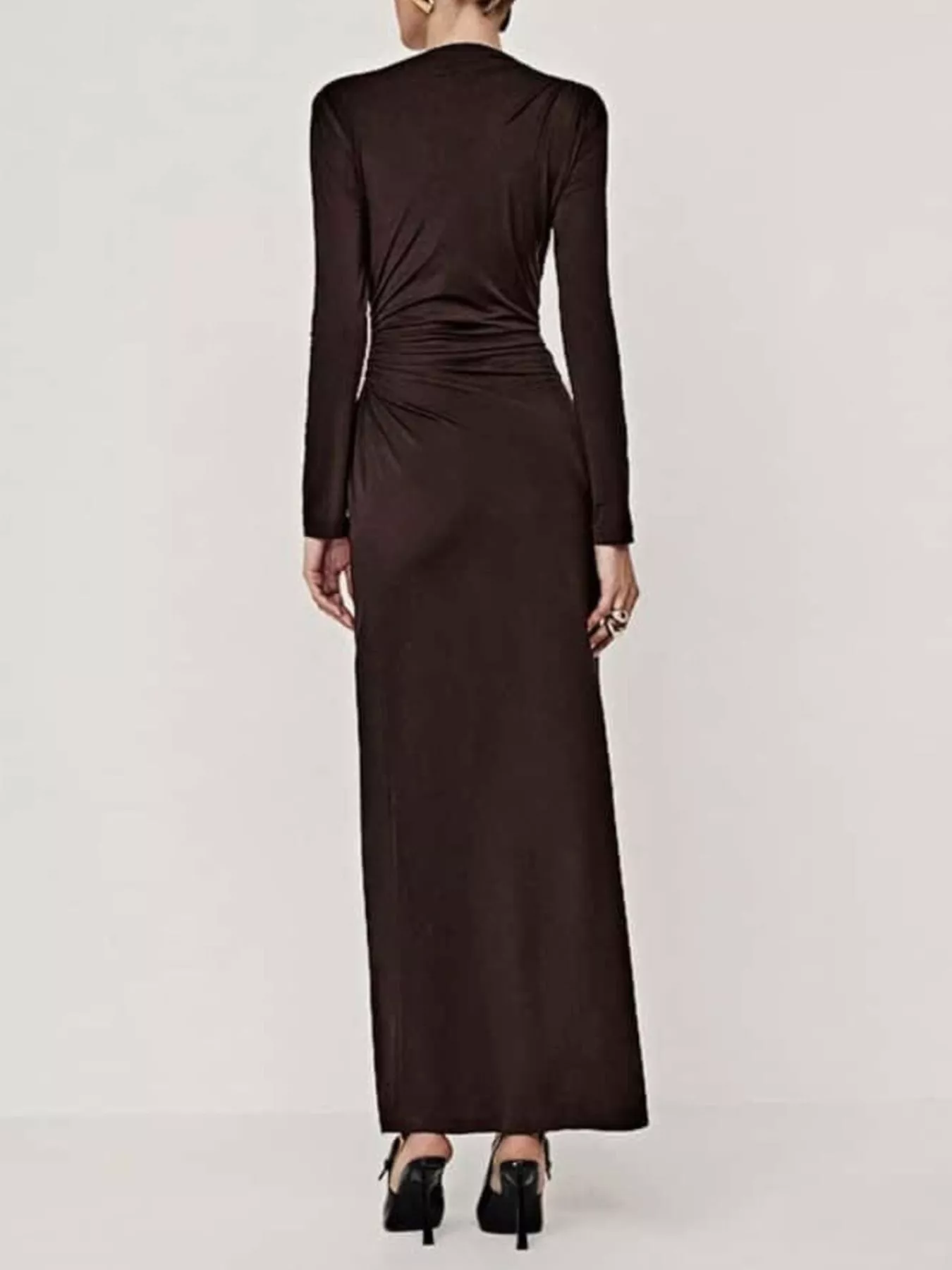 Ruched Long Sleeve Bodycon Maxi Dress - Image 15
