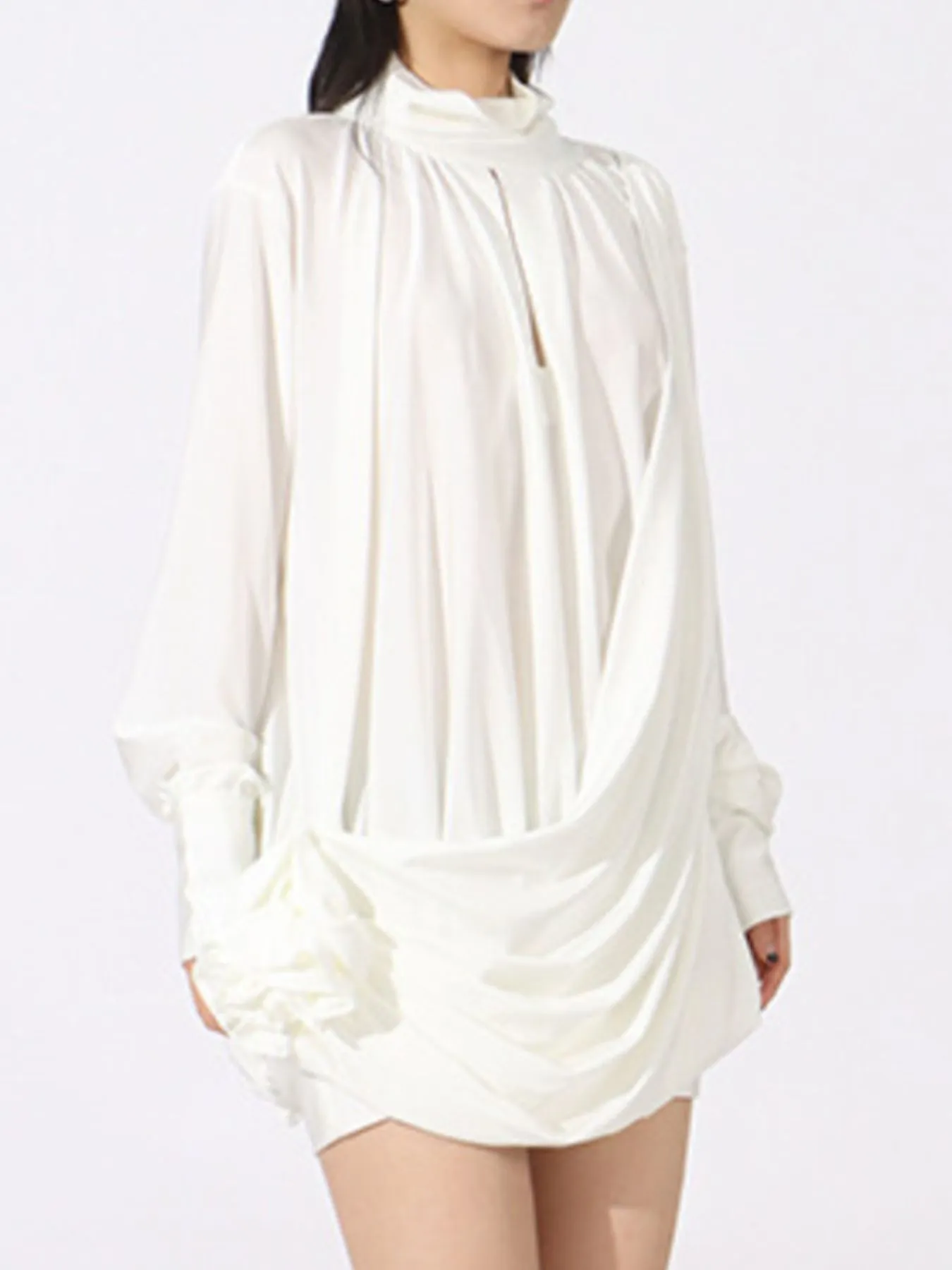 Ruched Long Sleeve Mini Dress - Image 8