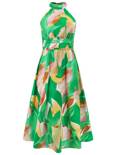 Ruched Printed Halter Neck Dress - Image 10