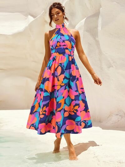 Ruched Printed Halter Neck Dress - Image 12