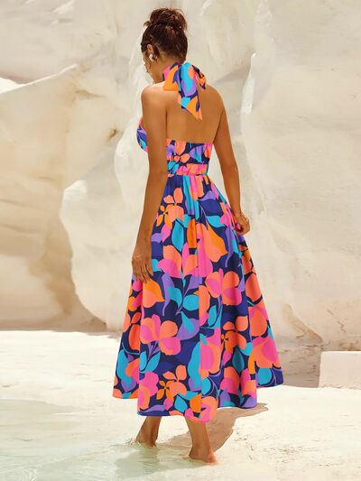 Ruched Printed Halter Neck Dress - Image 13