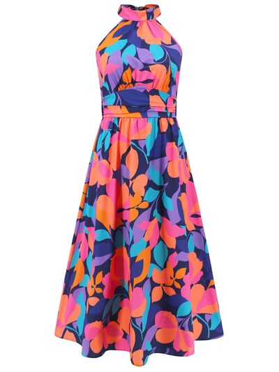 Ruched Printed Halter Neck Dress - Image 15